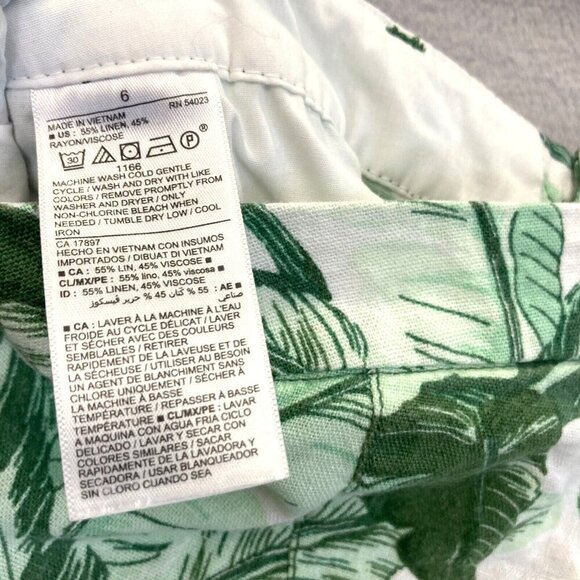 Old Navy LINEN Blend Tropical Shorts Womens 6 Floral Green Summer Lightweight - Picture 4 of 10